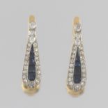 Ladies' Edwardian Gold, Platinum, Rose Cut Diamond and Blue Sapphire Pair of Earrings