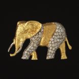 Gold and Diamond Lifelike Elephant Pin/Brooch