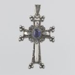 Gothic Revival Sterling Silver and Amethyst Filigree Cross