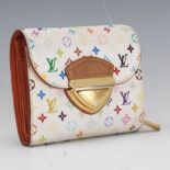 Louis Vuitton White Multicolor Joey Monogram Canvas Wallet