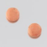 Ladies' Gold and Coral Button Ear Studs