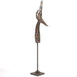 Karumba AdonÃ© Large Antelope Mask Headdress Sculpture on Wrought Iron Stand