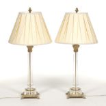 Pair of Crystal Corinthian Column Lamps
