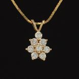 Ladies' Gold and Diamond Floral Pendant on Chain