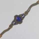 Ladies' Victorian Ottoman Style Silver and Lapis Lazuli Multi-Strand Bracelet