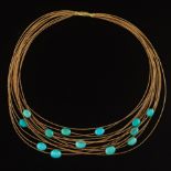 Marco Bicego Gold and Turquoise Multi-Strand Cable Necklace