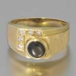 14k Gold, Star Sapphire and Diamond Ring