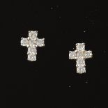 18k Pair of Cross Diamond Earrings