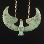 American Eagle Native American Sterling Silver and Turquoise Ornament on Sterling Chain Necklace