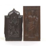 Two Carved Oak Gothic Style Religious Panels