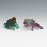 Two Daum Pate de Verre Frogs