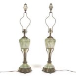 Pair of Swirled Glass Lamps