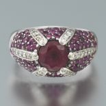 Ladies' Garnet, Ruby and Diamond Cocktail Ring