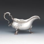 George III English Sterling Silver Armorial Sauce Boat, by William Soame, London, dated 1759