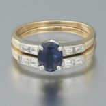 Ladies' Gold, Blue Sapphire and Diamond Two Ring Set