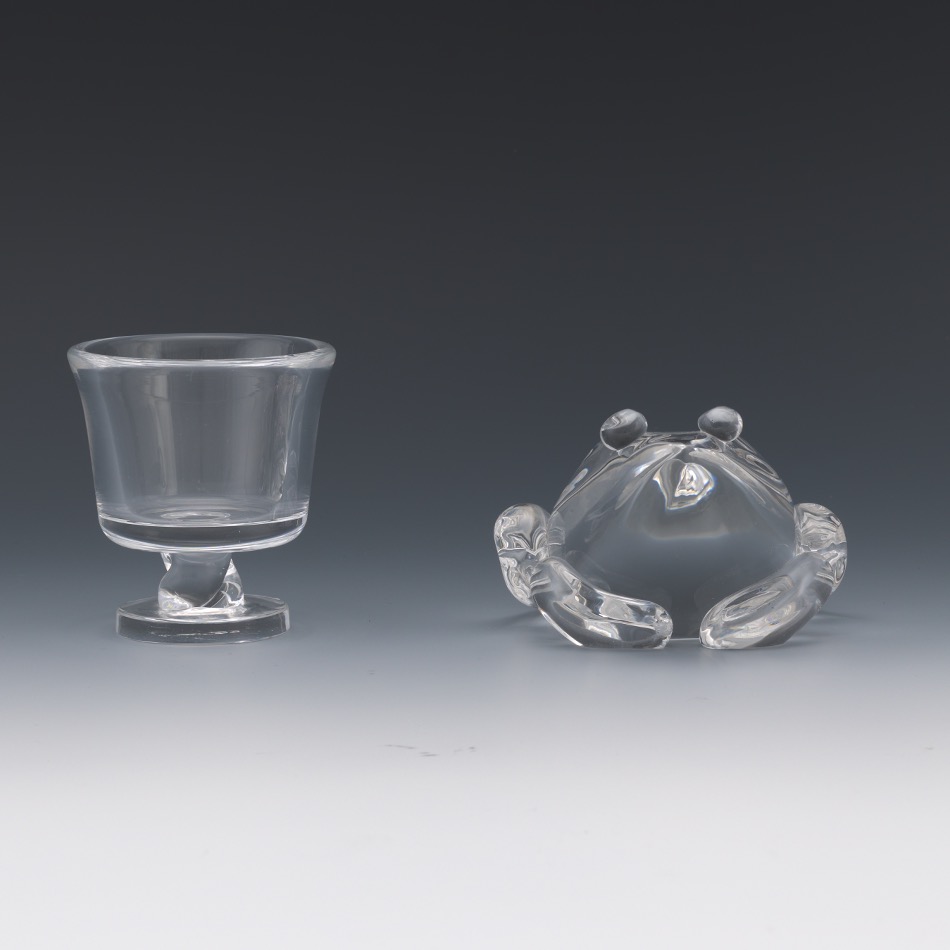 Steuben Clear Glass Frog and a Candleholder - Image 6 of 10