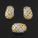 Jean Vitau 18k Gold, Platinum and Diamond Earrings Set