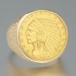 Man's 1911Indian Head Gold $5 Coin