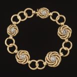 Ladies' Vintage Gold and Diamond Swirl Rosette Bracelet