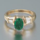 Ladies' Gold, Emerald and Diamond Ring