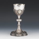 French Maurice ChÃ©ret 950 Sterling Silver and Gold Washed Medieval Style Ecclesiastical Chalice wit