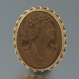 Ladies' Victorian Gold and Carved Lava Cameo Ring