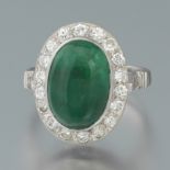 Ladies' Art Deco Gold, 5 ct Emerald and Diamond Ring