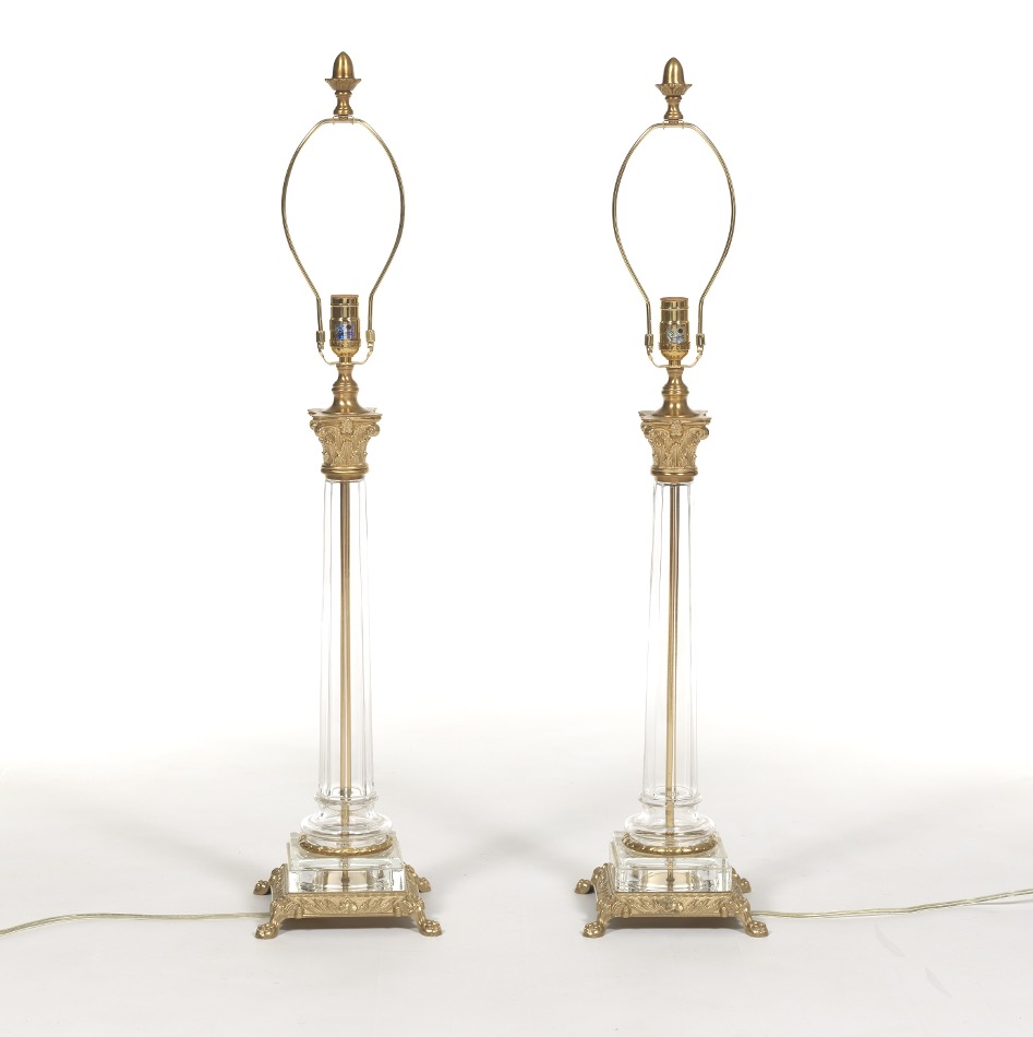 Pair of Crystal Corinthian Column Lamps - Image 4 of 7