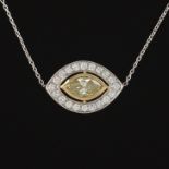 Ladies' Two-Tone Gold, Fancy Yellow Diamond and Diamond "Protective Eye" Necklace