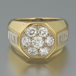 Gentleman's Gold and Diamond Cluster Ring