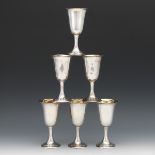 Set of Six Sterling Silver Goblets by Alvin
