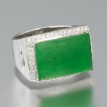 Natural Jadeite and Diamond Ring
