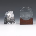 Two Crystal Paperweights; Steuben and Baccarat