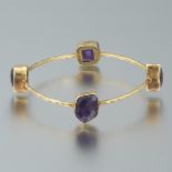 Ladies' Ippoloita Style Gold Vermeil on Sterling Silver and Amethyst Bangle
