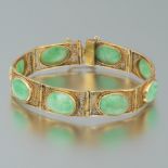 Ladies' Gold and Green Jade Filigree Bracelet