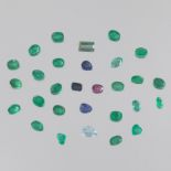 Collection of 23 Emeralds, 3 Blue Sapphire, Ruby, Green Tourmaline and Aquamarine