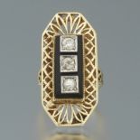 Ladies' Art Deco Gold, Black Onyx and Diamond Ring
