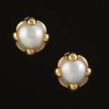 Ladies' Gold and Mabe Pearl Earrings