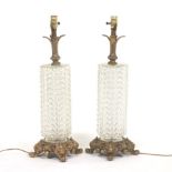 Pair of Crystal Pineapple Style Lamps