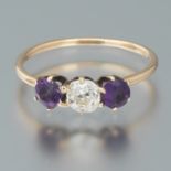 Ladies' Victorian Rose Gold, Diamond and Amethyst Ring