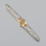 Tiffany & Co. Belle Epoque Gold, Yellow Topaz and Diamond Bar Pin/Brooch, GIA Report 1206012941