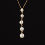 Ladies' Delicate 14k Gold and Pearl Necklace