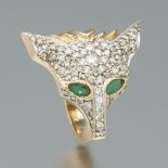 Charming Diamond and Emerald Fox Ring
