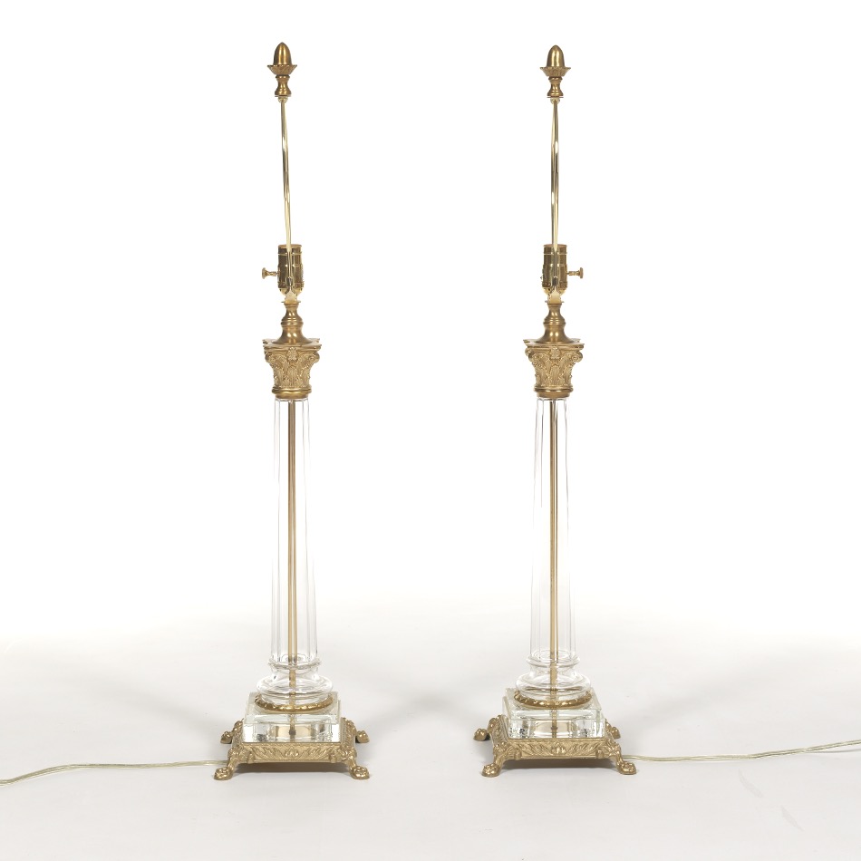 Pair of Crystal Corinthian Column Lamps - Image 5 of 7