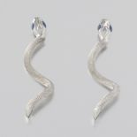 Ladies' Italian White Gold and Blue Enamel Serpent Pair of Earrings