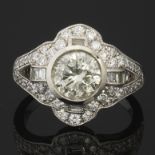 Ladies' Platinum, 1.52 Carat Center Diamond Ring, AIGL Report