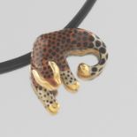 14k Gold and Enamel Leopard Pendant