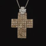 Mystery Set Brown Diamond Cross Pendant