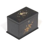 Victorian Lacquered Wood, Abalone Inlaid and Gilt Painted Tea Caddy