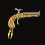 Antique Style Two-Tone Gold Articulated Pistol Charm/Pendant